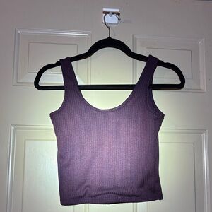 Earthbound/Med/ Ribbed Deep Purple Crop Top